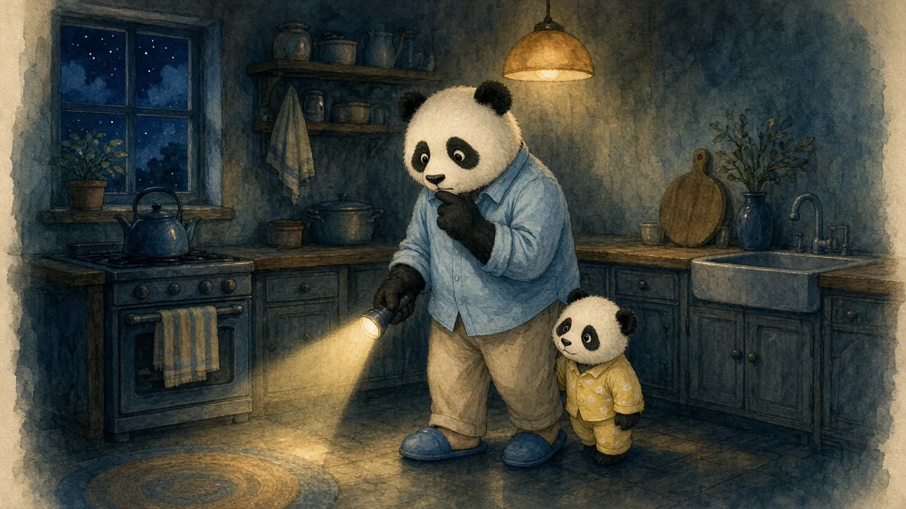 Papa Wang in a watercolor page from Ethan the Electrician Lights the Way