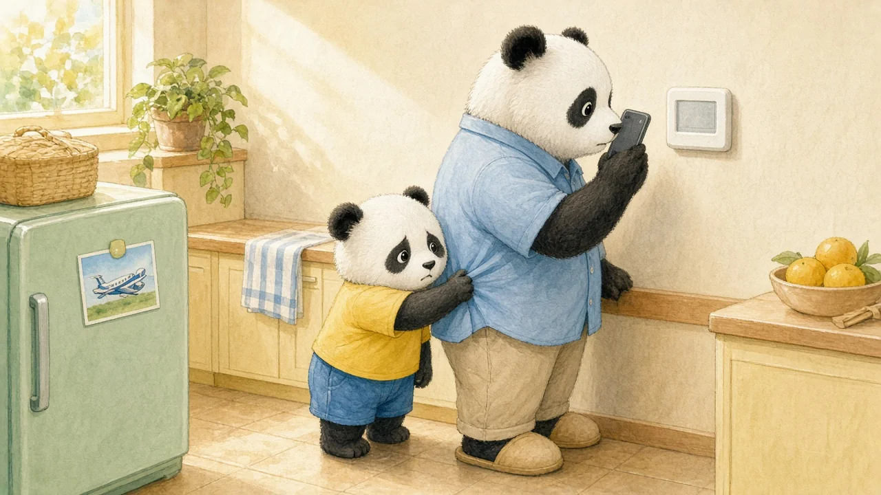 Papa Wang in a watercolor page from Hank the HVAC Tech Beats the Heat